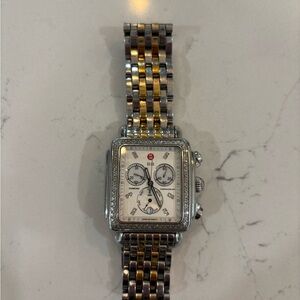 Michele Silver and Gold Luxury Watch with Diamond Accents